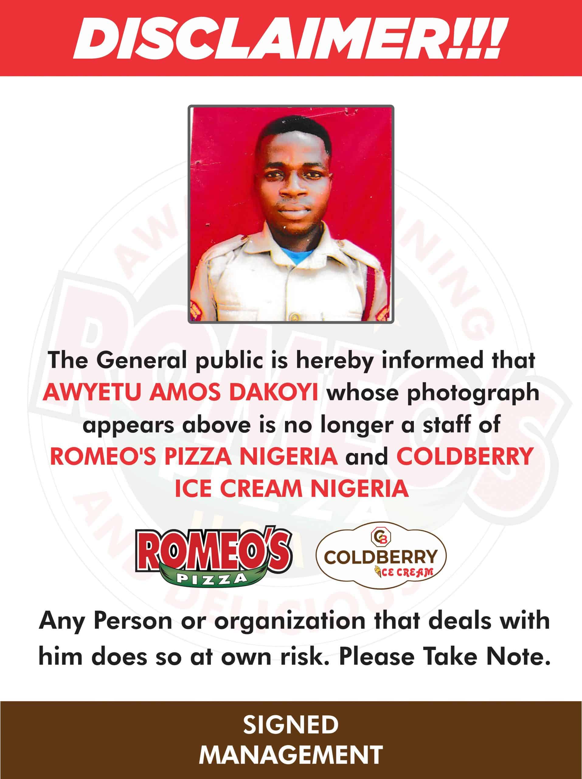 Disclaimer alert for Awyetu Dakoyi Amos!!!